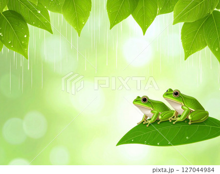 雨　梅雨　アマガエル　カエル 127044984