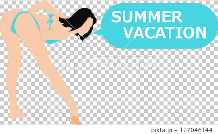 Illustration of a woman in a swimsuit enjoying summer 127046144