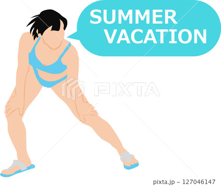 夏を楽しむ水着を着た女性のイラスト 127046147