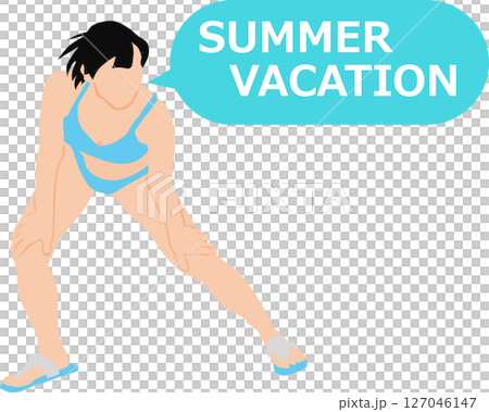 夏を楽しむ水着を着た女性のイラスト 127046147