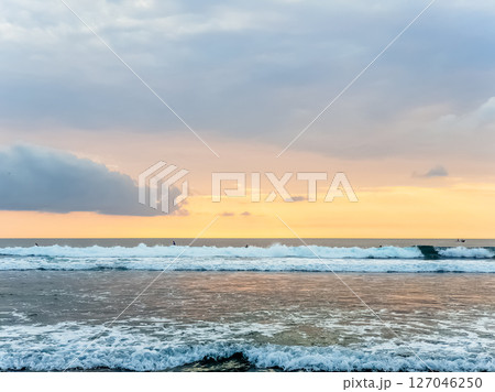 Amazing sunset view on Indian ocean at Bali, Indonesia 127046250