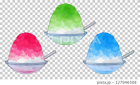 水彩風かき氷のセット 水彩風かき氷のセット 127046308
