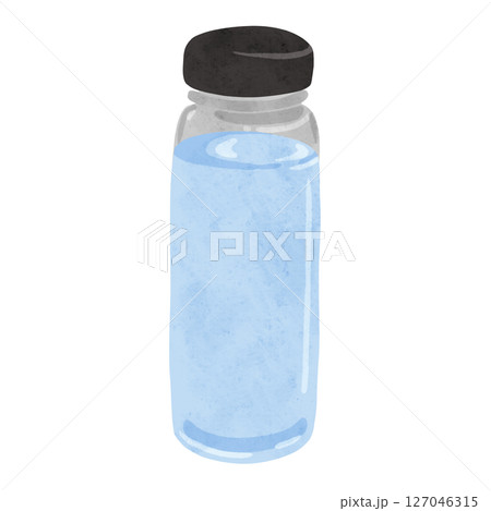 水が入ったプラスチックマイボトル　水彩風手描きイラスト 127046315