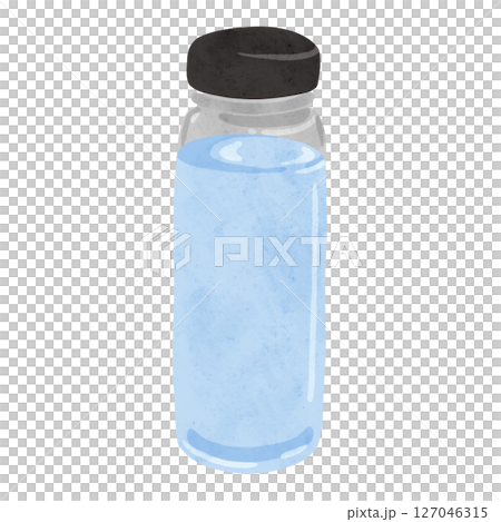 水が入ったプラスチックマイボトル　水彩風手描きイラスト 127046315