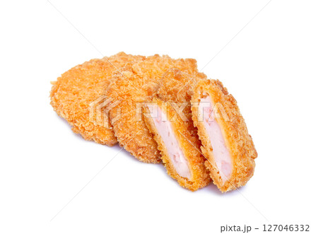 揚げ立ての海老カツ【白背景・切り抜き】 127046332