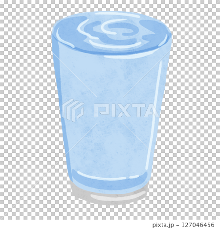 グラスになみなみ入った水　水彩風手描きイラスト 127046456