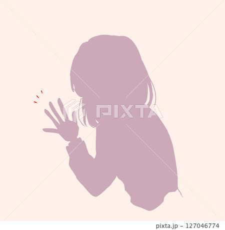 手を振る女若い性 シルエット 手を振る女若い性 シルエット 127046774