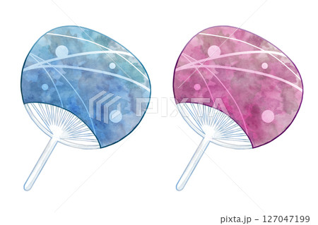 カラフルな団扇セット カラフルな団扇セット 127047199