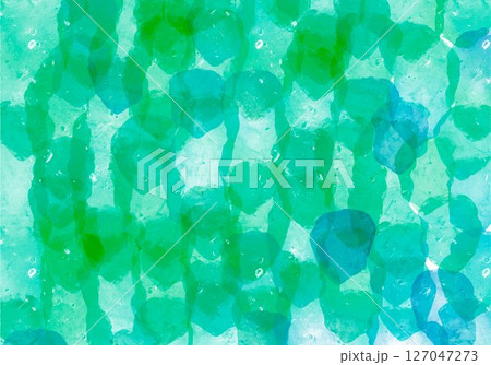 グリーンの水彩風抽象背景・有機的なテクスチャ 127047273