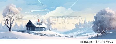House in a winter snowfield House in a winter snowfield 127047593