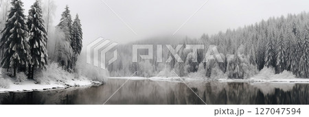 Road to the winter snowy forest Road to the winter snowy forest 127047594