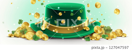 St. Patrick's Day Background Green Hat with Coins 127047597