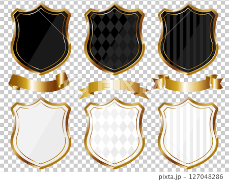 Set of 6 luxurious shield frames in black and white 127048286