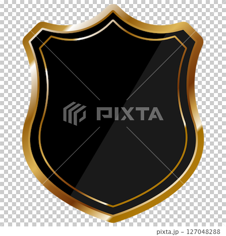 高級感のある盾フレーム　ブラック＆ゴールド 127048288