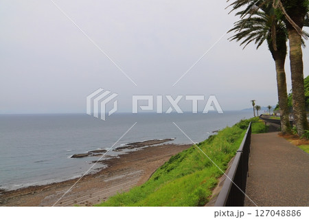 曇り空 日南海岸 海 鬼の洗濯板 曇り空 日南海岸 海 鬼の洗濯板 127048886