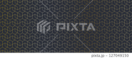 Abstract seamless pattern with a geometric background of polygonal golden lines. Stylish vector texture 127049150