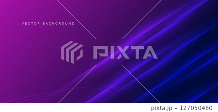 Abstract blue diagonal light ray with lighting effect sparkle on dark blue and pingk background. Technology concept. 127050480