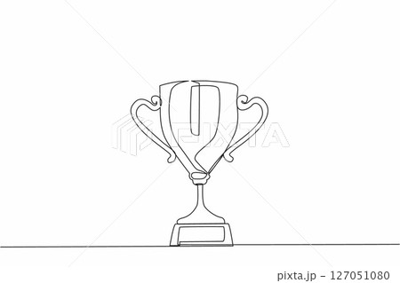 Single continuous line drawing trophy cup....のイラスト素材 [127051080] - PIXTA