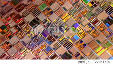 Silicon semiconductor wafer close-up. Silicon semiconductor wafer close-up. 127051380