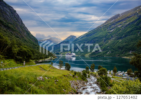 Geiranger fjord, Beautiful Nature Norway. Geiranger fjord, Beautiful Nature Norway. 127051402
