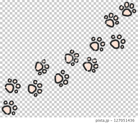 動物やペットの犬猫が歩いた肉球の可愛いイラスト 127051436