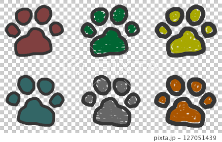 動物やペットの犬猫が歩いた肉球の可愛いイラスト 動物やペットの犬猫が歩いた肉球の可愛いイラスト 127051439