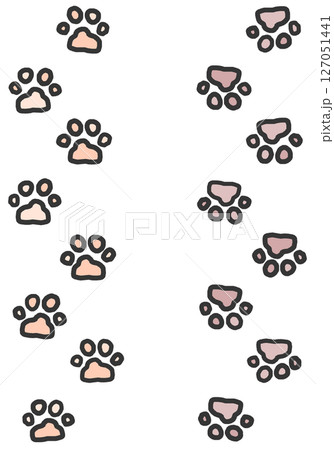 動物やペットの犬猫が歩いた肉球の可愛いイラスト 127051441