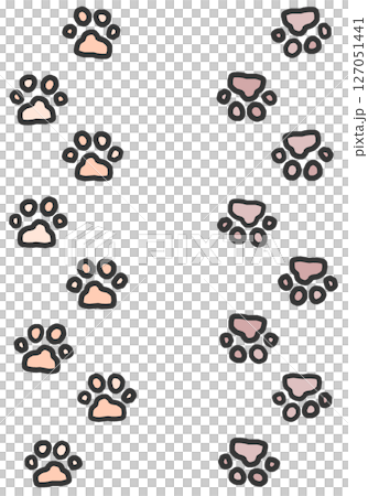 動物やペットの犬猫が歩いた肉球の可愛いイラスト 127051441