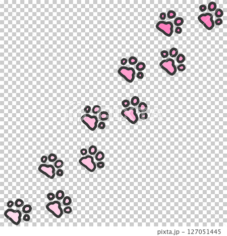 動物やペットの犬猫が歩いた肉球の可愛いイラスト 127051445