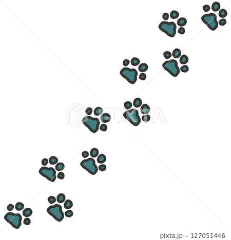 動物やペットの犬猫が歩いた肉球の可愛いイラスト 127051446