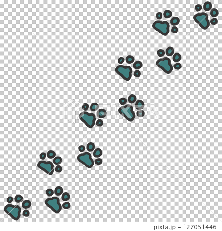 動物やペットの犬猫が歩いた肉球の可愛いイラスト 127051446