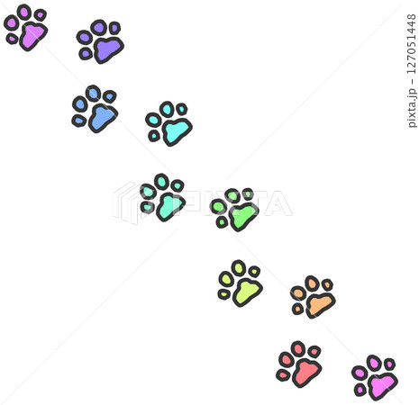 動物やペットの犬猫が歩いた肉球の可愛いイラスト 動物やペットの犬猫が歩いた肉球の可愛いイラスト 127051448