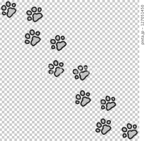 動物やペットの犬猫が歩いた肉球の可愛いイラスト 動物やペットの犬猫が歩いた肉球の可愛いイラスト 127051450