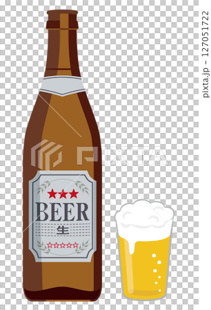 アルコール飲料_瓶ビールとビアグラス アルコール飲料_瓶ビールとビアグラス 127051722