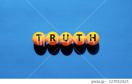 Truth symbol. Concept word Truth on beautiful yellow tennis ping pong balls. Beautiful wooden table wooden background. Business lifestyle truth concept. Copy space. 127052025