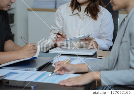 Project manager working and update tasks with milestones progress planning and professional investor working new start up project in the office Project manager working and update tasks with milestones progress planning and professional investor working new start up project in the office 127052166