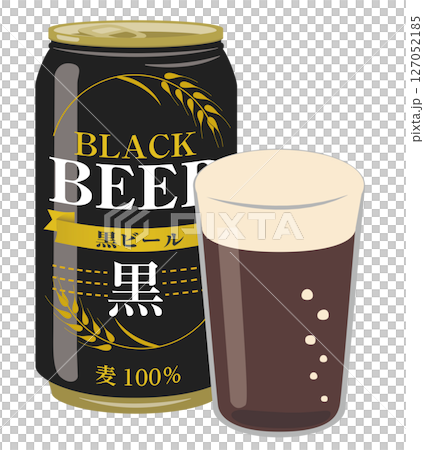 アルコール飲料_缶の黒ビールとビアグラス 127052185