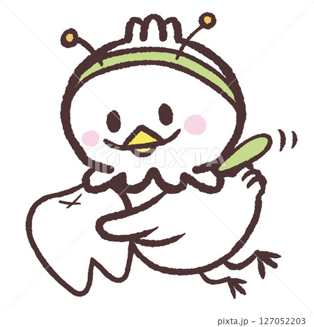 妖精の白い鳥が歯を運ぶイラスト 127052203