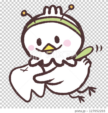 妖精の白い鳥が歯を運ぶイラスト 127052203