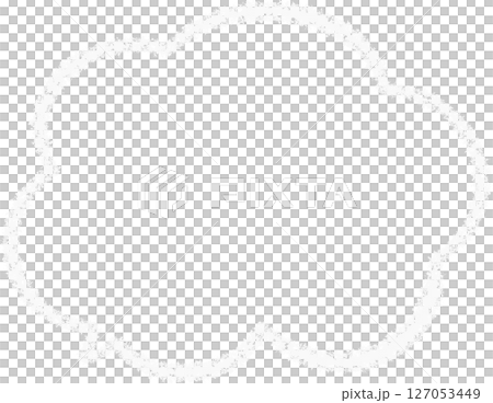 薄いグレーの、クレパスで描いた吹き出しフレーム。もこもこした雲の形。かわいいらくがき風のイラスト。 127053449