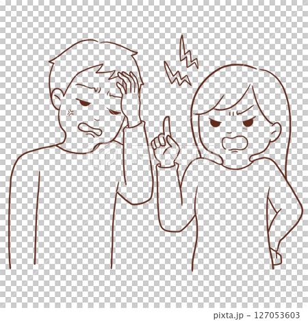 Men and women fighting (line drawing) Men and women fighting (line drawing) 127053603