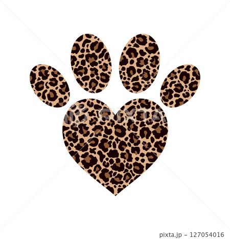 Leopard print paw print like a heart 127054016