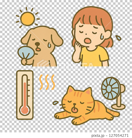 酷熱和中暑的插畫素材 酷熱和中暑的插畫素材 127054271