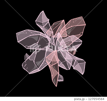 Pink crystal salt growing on black background 127054564