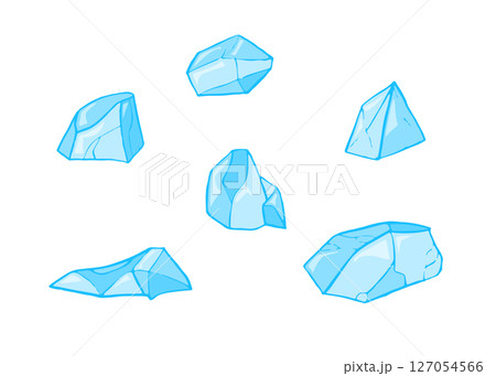 Set of light blue salt cubes on white background 127054566