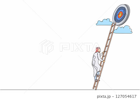 Continuous one line drawing stairs to goal....のイラスト素材 [127054617] - PIXTA