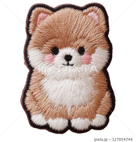 ほっぺがピンクのポメラニアン刺繍ワッペン 127054744