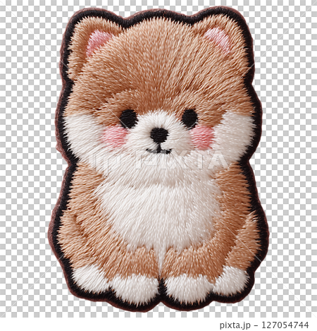 ほっぺがピンクのポメラニアン刺繍ワッペン 127054744