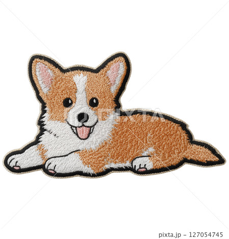 寝そべるコーギーの刺繍ワッペン 127054745