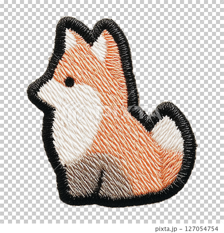 簡單的柴犬風格輪廓刺繡插圖 127054754